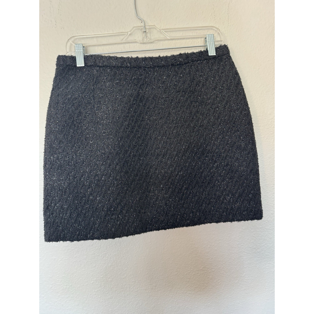 Michael Kors Black Bouclé Micro Mini Skirt Size 6 Gold Buttons NEW - Picture 2 of 7